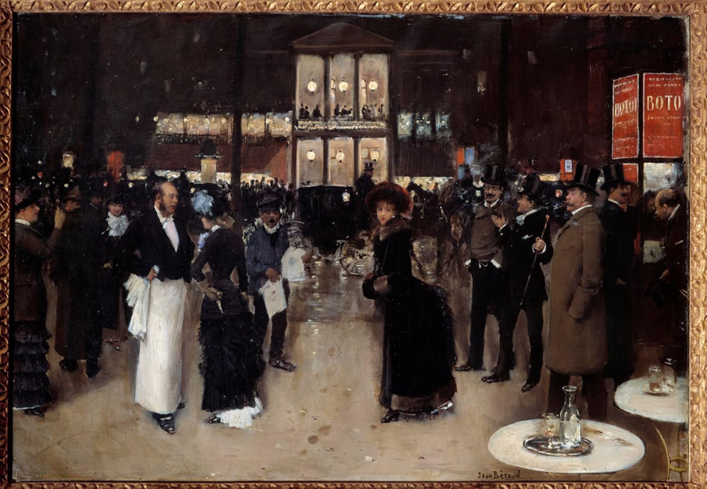 ARTXLXXBN Famous Prints Artwork Pictures Poster Painting Art Boulevard Montmartre in Front of the Theatre of Varietes the Night in by Jean Beraud Artwork Landscape Pictures for Home Decor 60x90cm