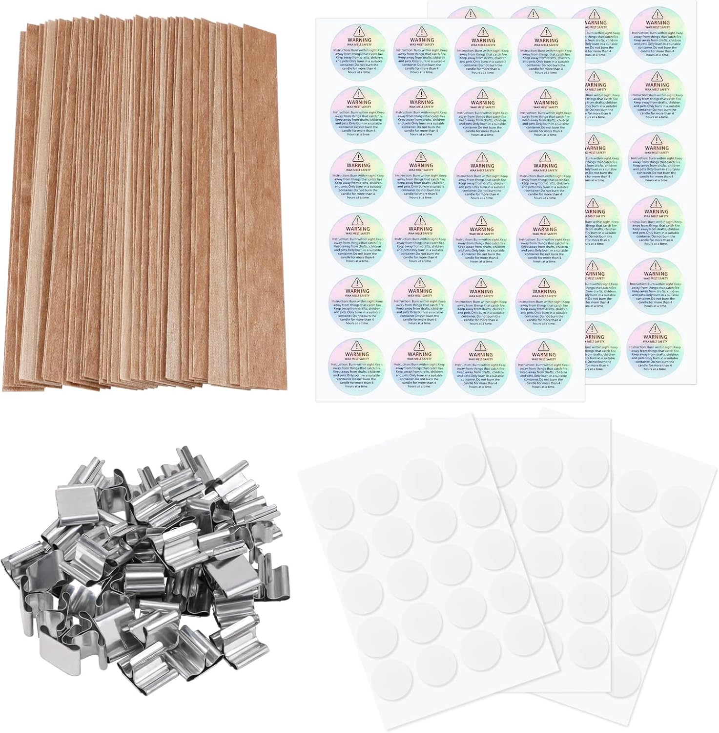 208 PCS Wood Candle Wicks Set, 5.1 x 0.5 Inch Candle Making