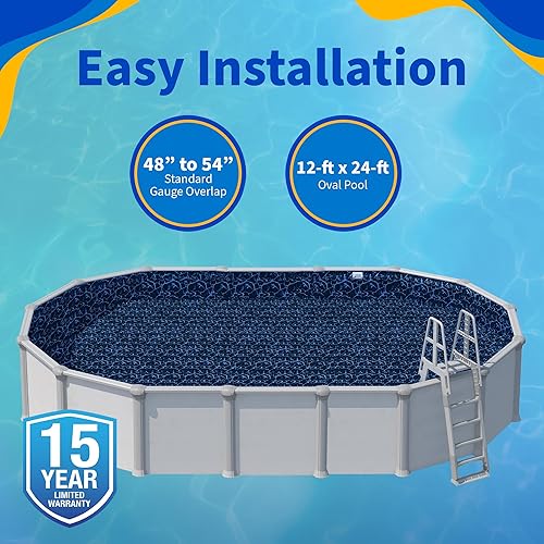 Miniatura 9 de Blue Wave NL509-20 Revestimiento ovalado para piscina de pared de acero superposición de bahía de noche de calibre estándar, 15 pies x 30 pies