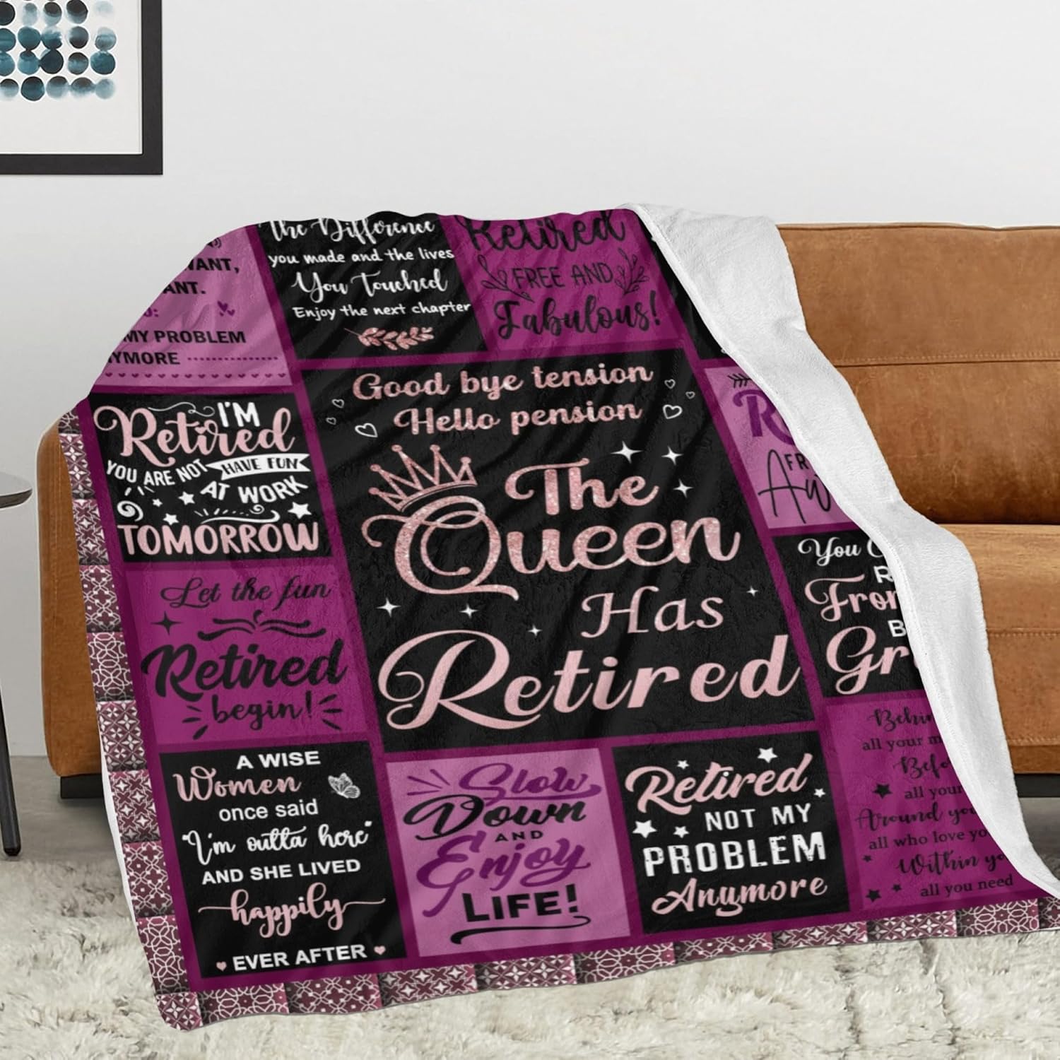 Retirement Gifts for Woman 2025, Retirement Blanket Gifts for Women, Best Retirement Gifts Ideas, Coworker Leaving Gift Retired Throw Blankets 50"X60" - Image 5