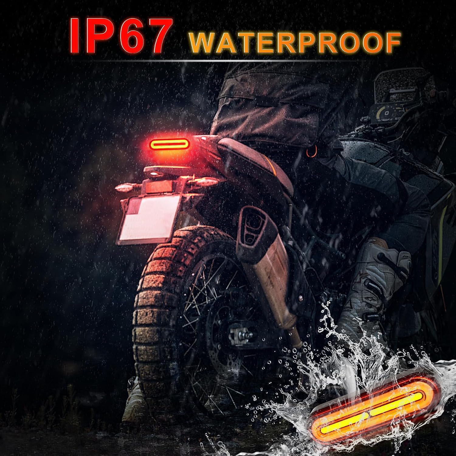 iFunyLED Motorcylce LED Dual Color Tail Light,12V-80V Super Bright for Turn Signal Brake Driving light, Fits for ATV Scooter Bike Truck Trailer and Golf Car (Pack of 1)