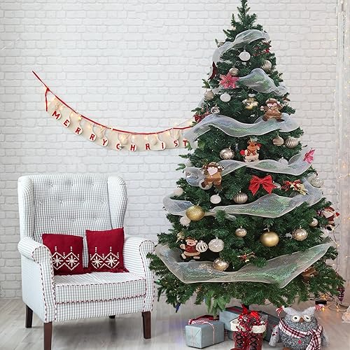 ptlsy Árbol de Navidad artificial de 6 pies con patas de metal sólido, 800 puntas de ramas y 100 adornos, perfecto para decoración de vacaciones en