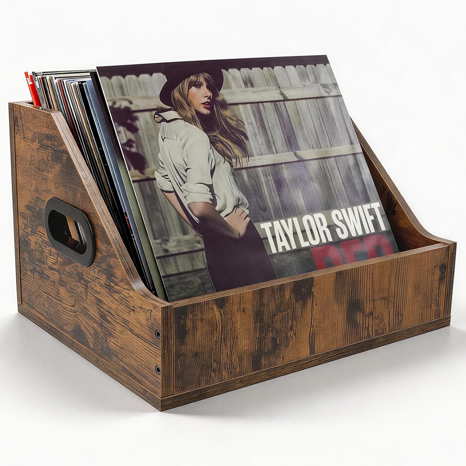 Vinyl Record Storage, Vinyl Record Holder & Display Crate, Album Storage Organizer Box For Up to 60 Records