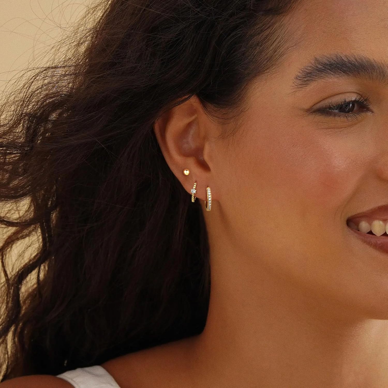 Small Gold Hoop Earrings for Women Set Trendy 14K Gold Plated Hypoallergenic Lightweight Dangle Huggie Hoop Stud Earrings for Women Jewelry Gift - Image 3