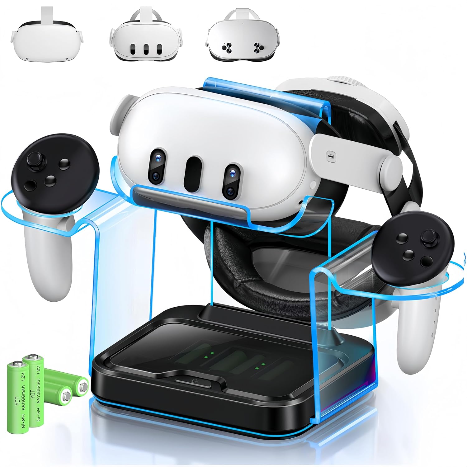 Charging Dock for Oculus Meta Quest3/ 3S / 2, VR Headset Charging Station with Adapter,Usb A to C Cable and 4 Rechargeable Replacemnt Batteries (Charging Dock for Quest3/3S/2) ps3 charger