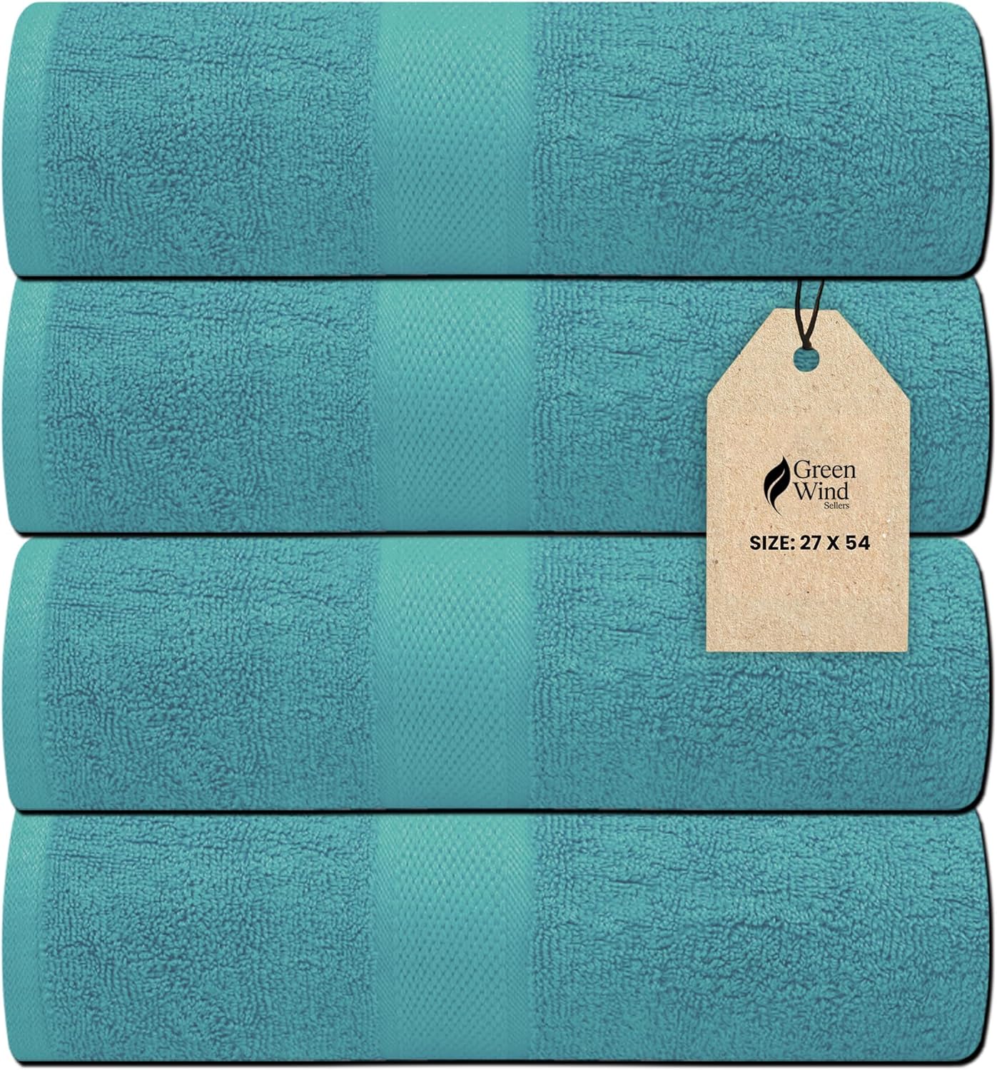 Luxury Bath Towels - 4 Pack Ultra Soft and Absorbent Cotton Bath Towels for Bathroom, Spa, and Hotel Use - Quick-Dry and Durable Towels Set 27x54'' (Light Green)
