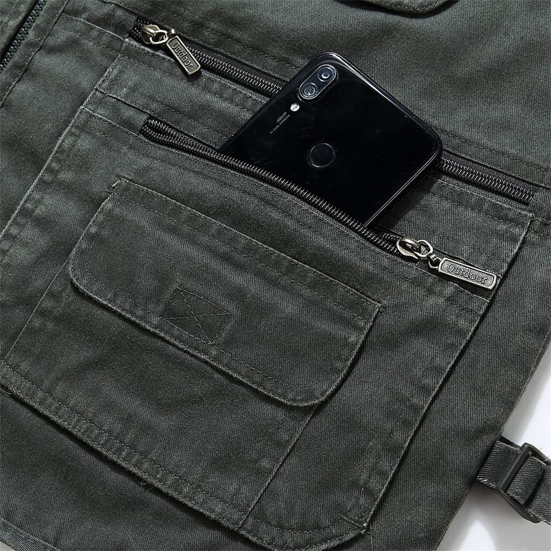 Gilet Da Uomo In Cotone Multitasche Molte 14 Tasche Giacche Senza Maniche Gilet Da Esterno