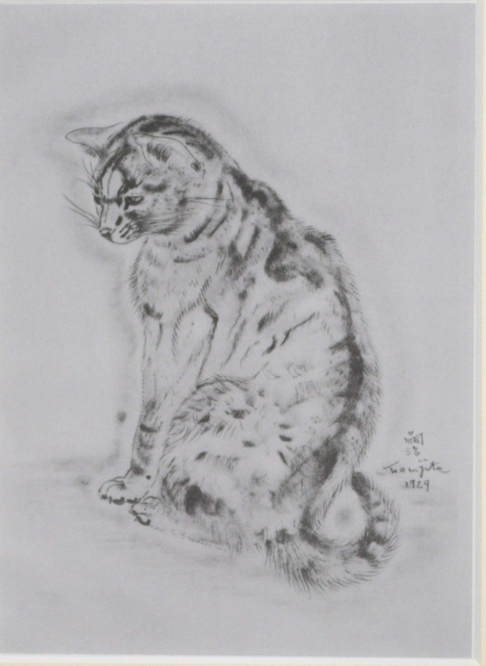 藤田嗣治 エスタンプリトグラフ 猫の本より「アズバ」 213/250 アウトレット セール 通販おもちゃ・ホビー・グッズ - 藤田嗣治