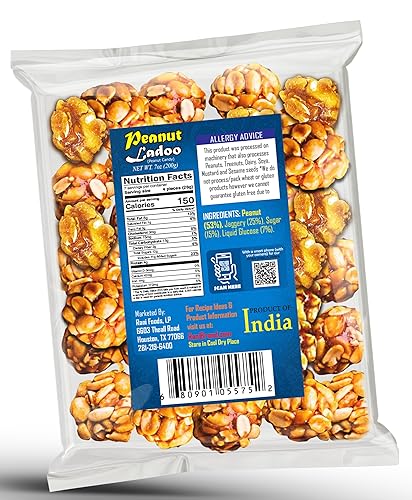 Miniatura 2 de Rani Peanut Ladoo (caramelo redondo de maní quebradizo) 7 onzas (7.05 oz) x paquete de 4  Todo natural  Vegano  Sin colores  Apto para gluten
