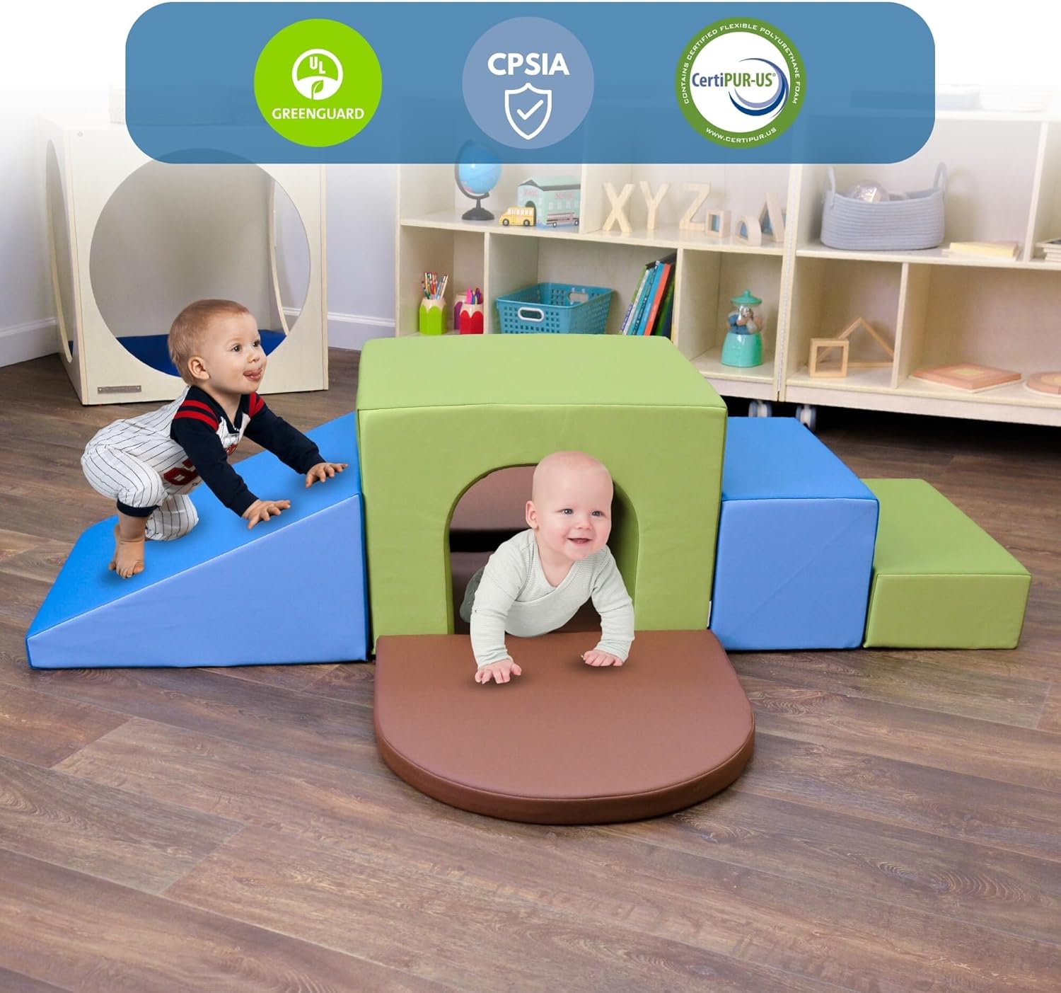 Children's Factory Cozy Woodland Climb-Up Tunnel, CF710-149, Toddler Indoor Play Equipment, Baby Climbing Toys, Foam Climbers for Preschool or Daycare