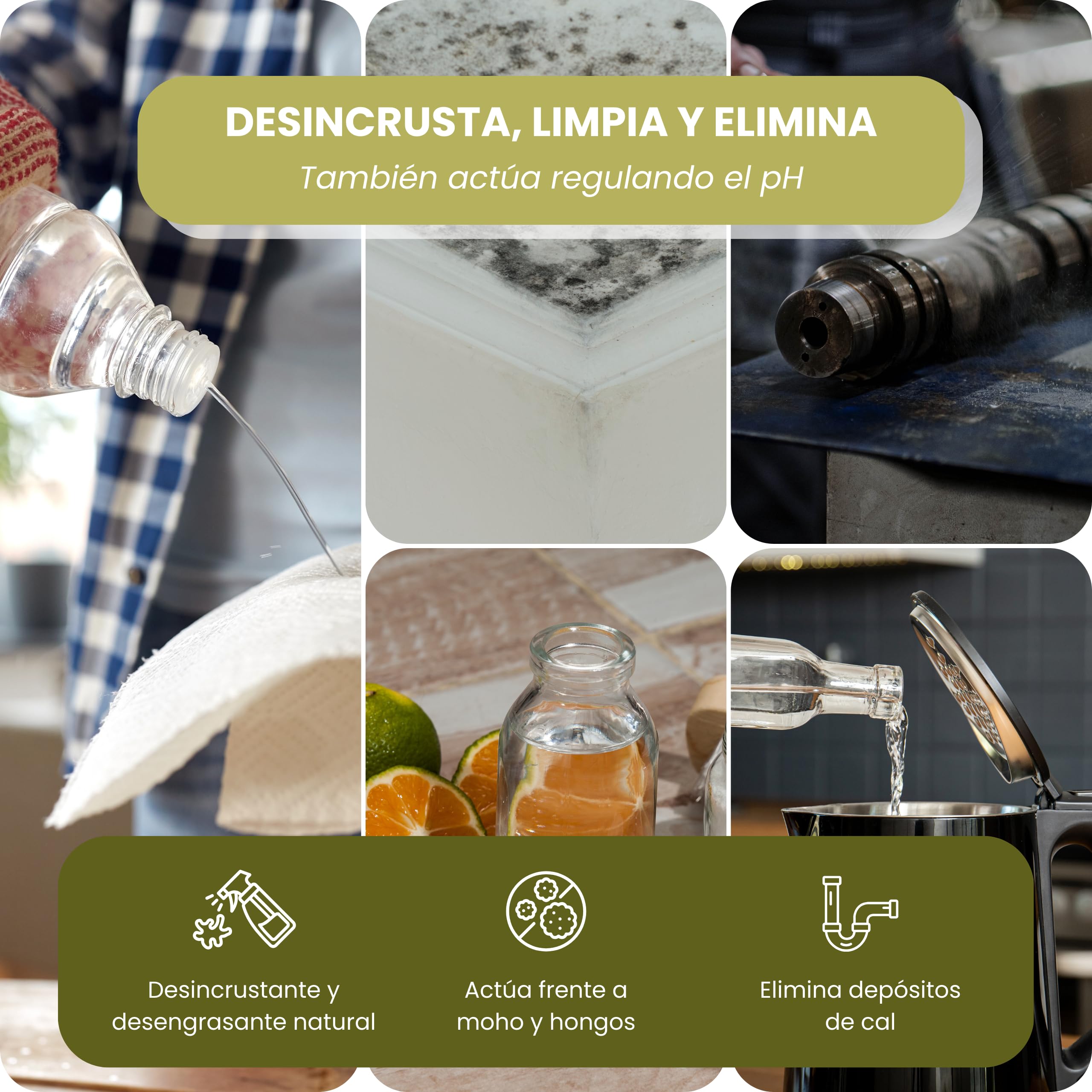 Vinagre Concentrado al 20% - 20L – Origen Natural de Alcohol de Cereal – Sin Residuo - Acción Limpiador Profundo - Elimina Moho y Hongos (20L)
