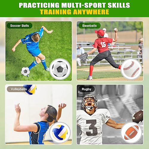 Miniatura 7 de KingDolly Red de rebote de béisbol de 4 x 4.5 pies, red de rebote con 10 ángulos de retorno de pelota, red de rebote de sóftbol de borde reforzado