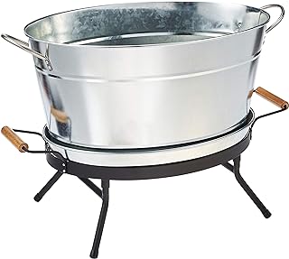Tablecraft Beverage Tub Set, 6 Gallon, Galvanized/Black
