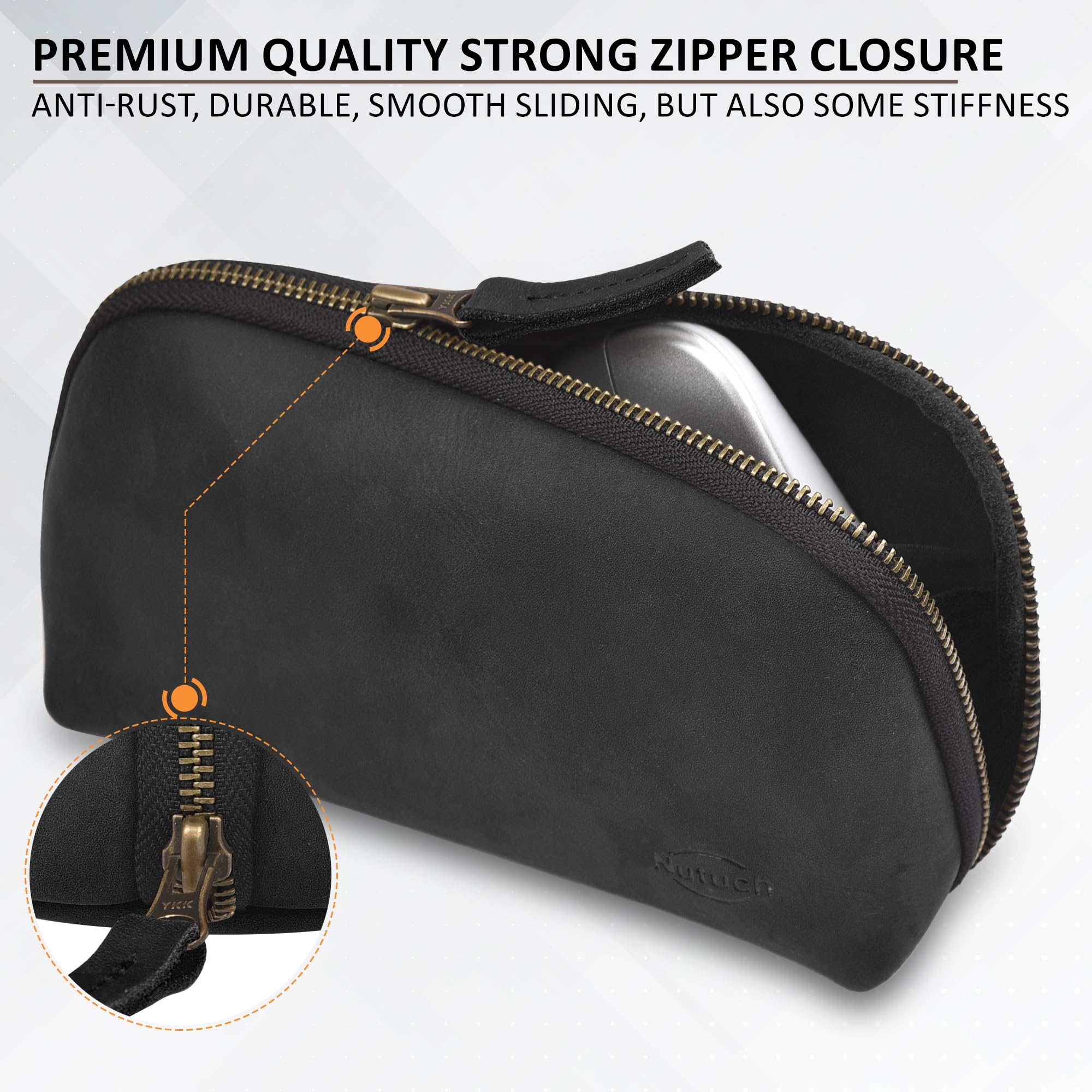 Funda de cuero para cables, cargadores de teléfono, bolsa tecnológica, bolsa de accesorios de viaje con cremallera, organizador electrónico, bolsa de viaje (negro)