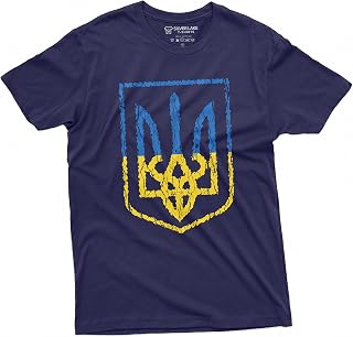 Ukraine Trident Mens T-Shirt Ukrainian Coat of arms Symbol Tee Shirt Tryzub Tee