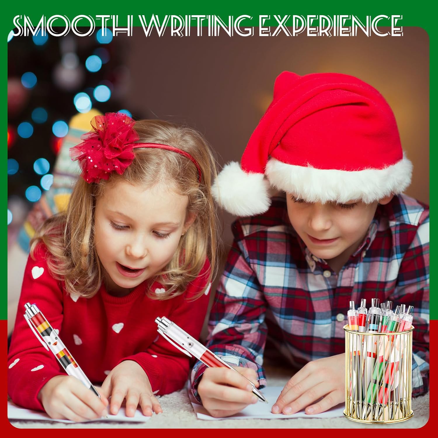 Cholemy 200 Pcs Christmas Pens Bulk Christmas Ink Gel Pens Bulk Ballpoint Xmas Novelty Theme Black Ink Gifts for Adults Coworkers Team (Cartoon Style)