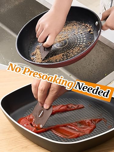 Miniatura 5 de Juego de 6 herramientas raspadoras de sartén, raspadores de plástico para sartenes, raspadores de platos antiarañazos para hierro fundido,