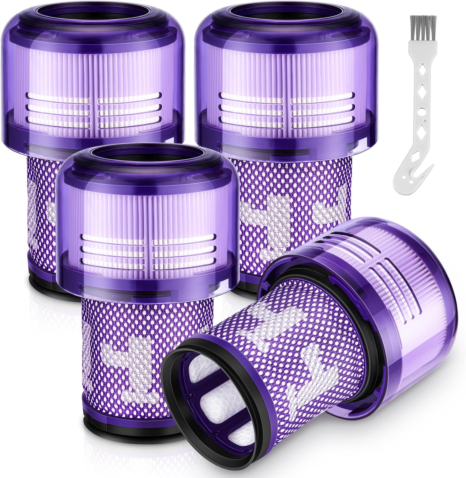 V12 Filter Replacements for Dyson V12 Detect Slim, Detect Slim Animal, Slim+ Cordless Vacuum and V12 Slim Absolute Vacuums, SV34, SV35 V12 Vacuum Cleaner Filter Replacement, Part No. 971517-01, 4 Pack