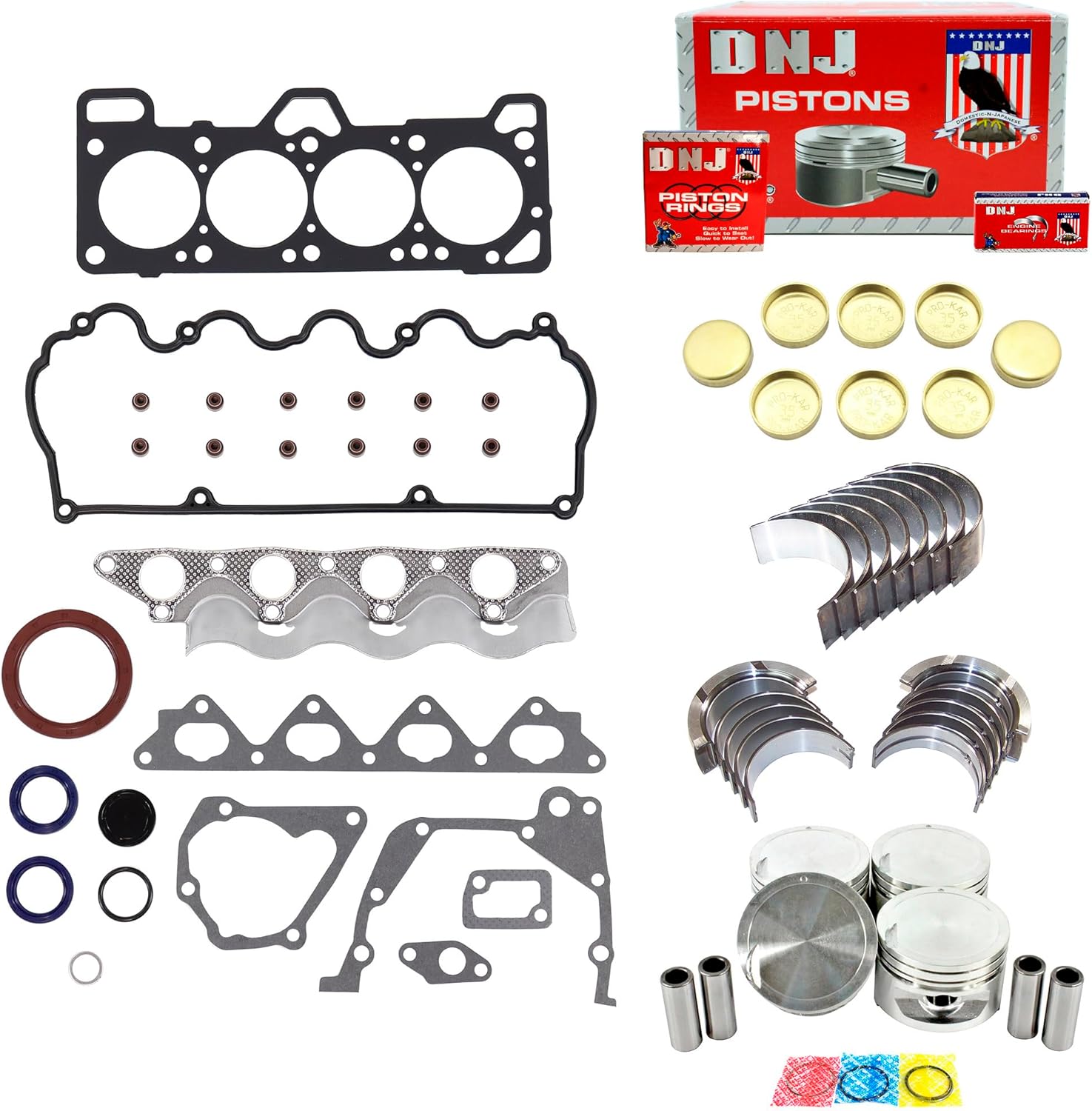 DNJ EK134 Engine Rebuild Kit for 2000-2002 Hyundai Accent 1.5L L4 12V SOHC 1495cc