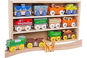 Orbrium Toys Train Set: Wooden Engine and Car Collection for Railway Adventures