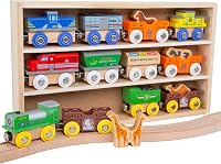 ORBRIUM 12 Magnetic Wooden Train Cars Set with Patented Animal Carriers - Farm Safari Zoo Compatible Thomas Brio Melissa Doug Kids Toddlers