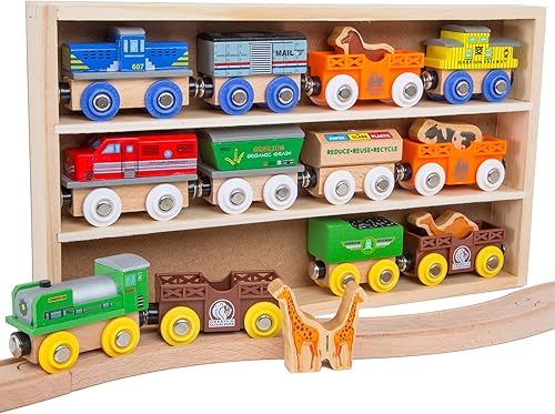 Miniatura 15 de Orbrium Toys Set de tren de lujo de 52 piezas con 3 destinos, encaja en tren de madera Thomas, Brio, Chuggington, Melissa and Doug, Imaginarium