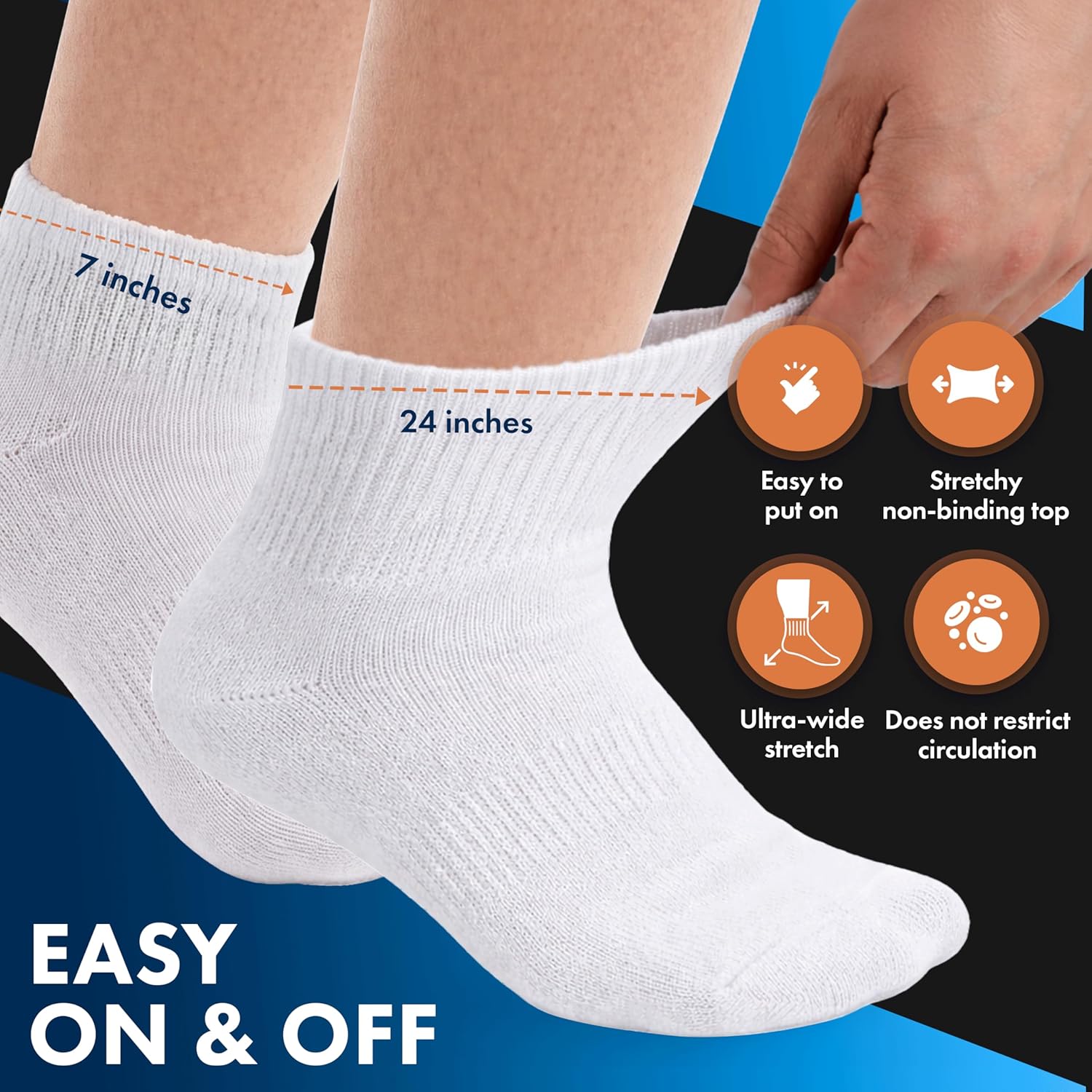 Diabetic Ankle Socks Mens Womens Non-Binding Socks Loose Fit 6 Pairs Debra Weitzner - Image 5