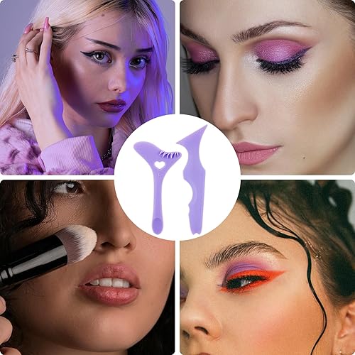 Miniatura 7 de NQEUEPN 2 plantillas de delineador de ojos, herramienta de delineador de ojos con alas de silicona, sello de pestañas, herramienta de maquillaje