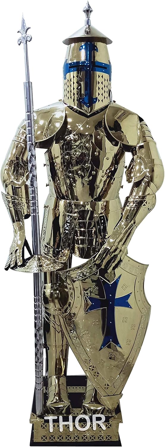 THOR INSTRUMENTS Rust Free Stainless Steel Fully Wearable Medieval Templar Knight Suit of Armor Rustic Vintage Home Decor Gifts