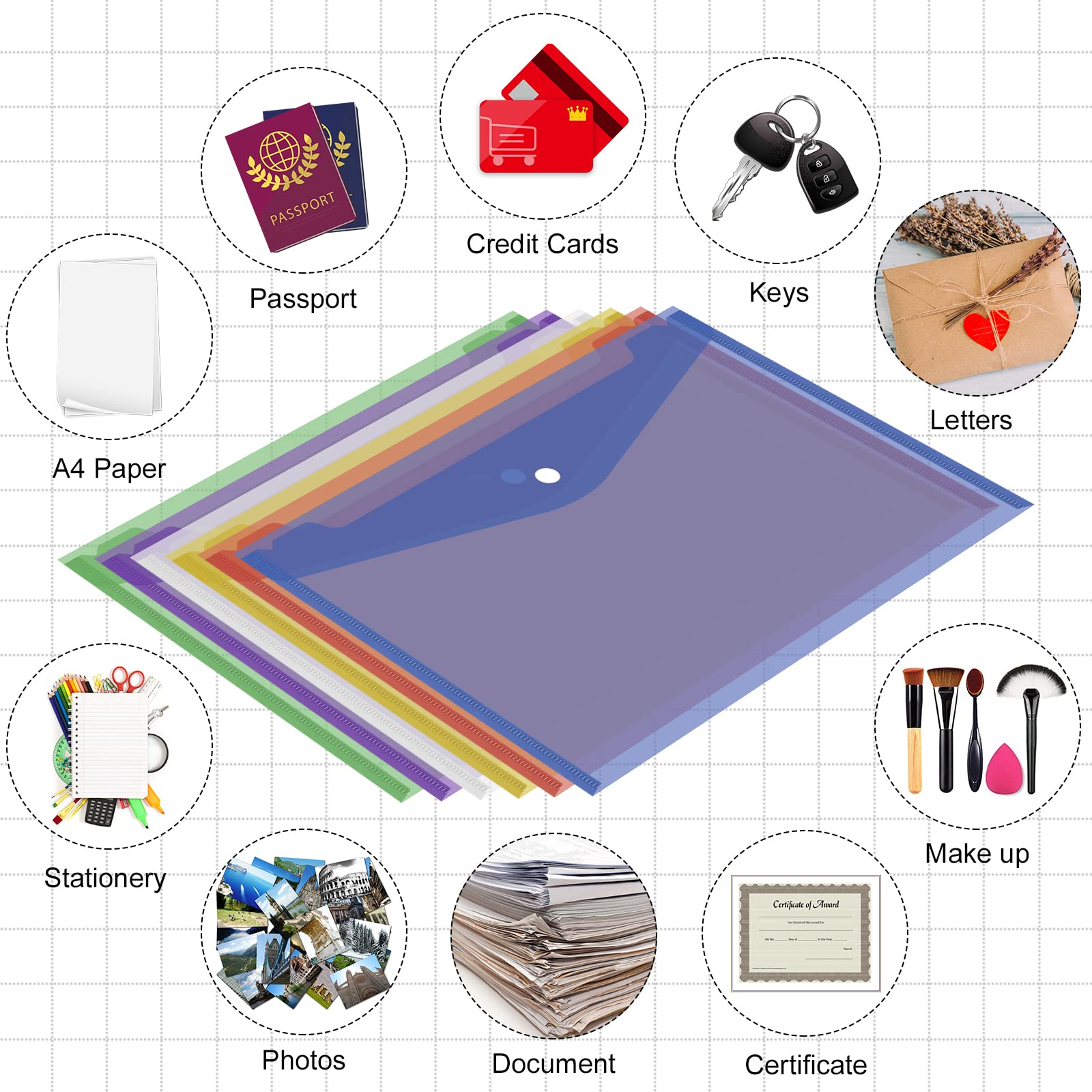 Pochette pour Docuents A4, Sterneer 30 Pcs Transparentes Porte