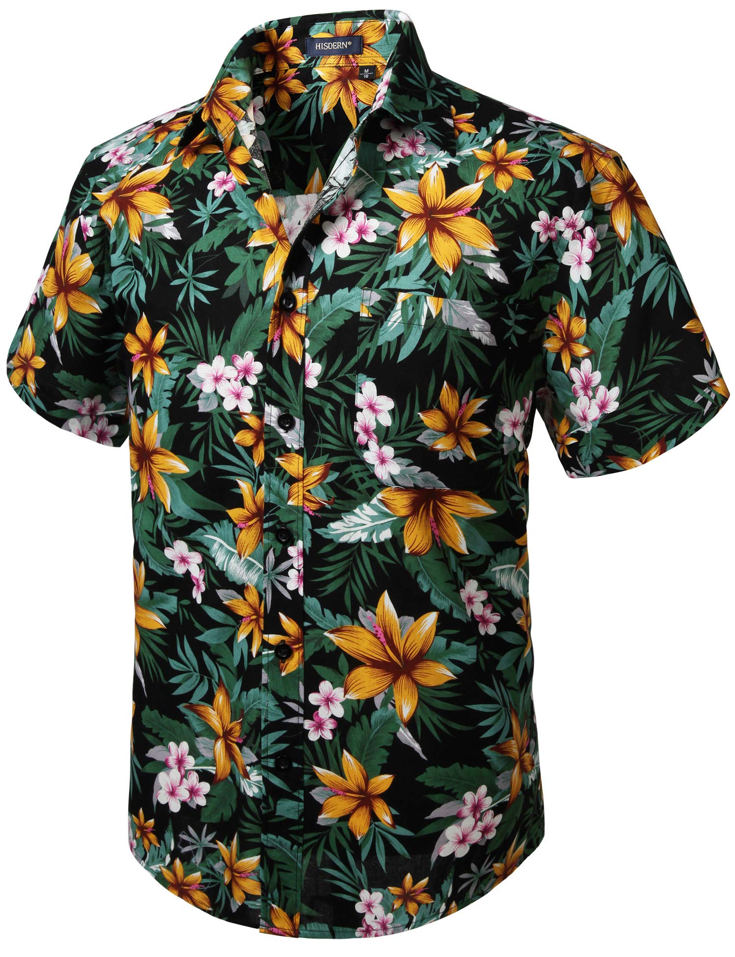 HISDERN Camisas Aloha Hawaiana Funky de Manga Corta Bolsillo Delantero Vacaciones de Verano Impreso Playa Camisa Informal de Hawaii S-2XL