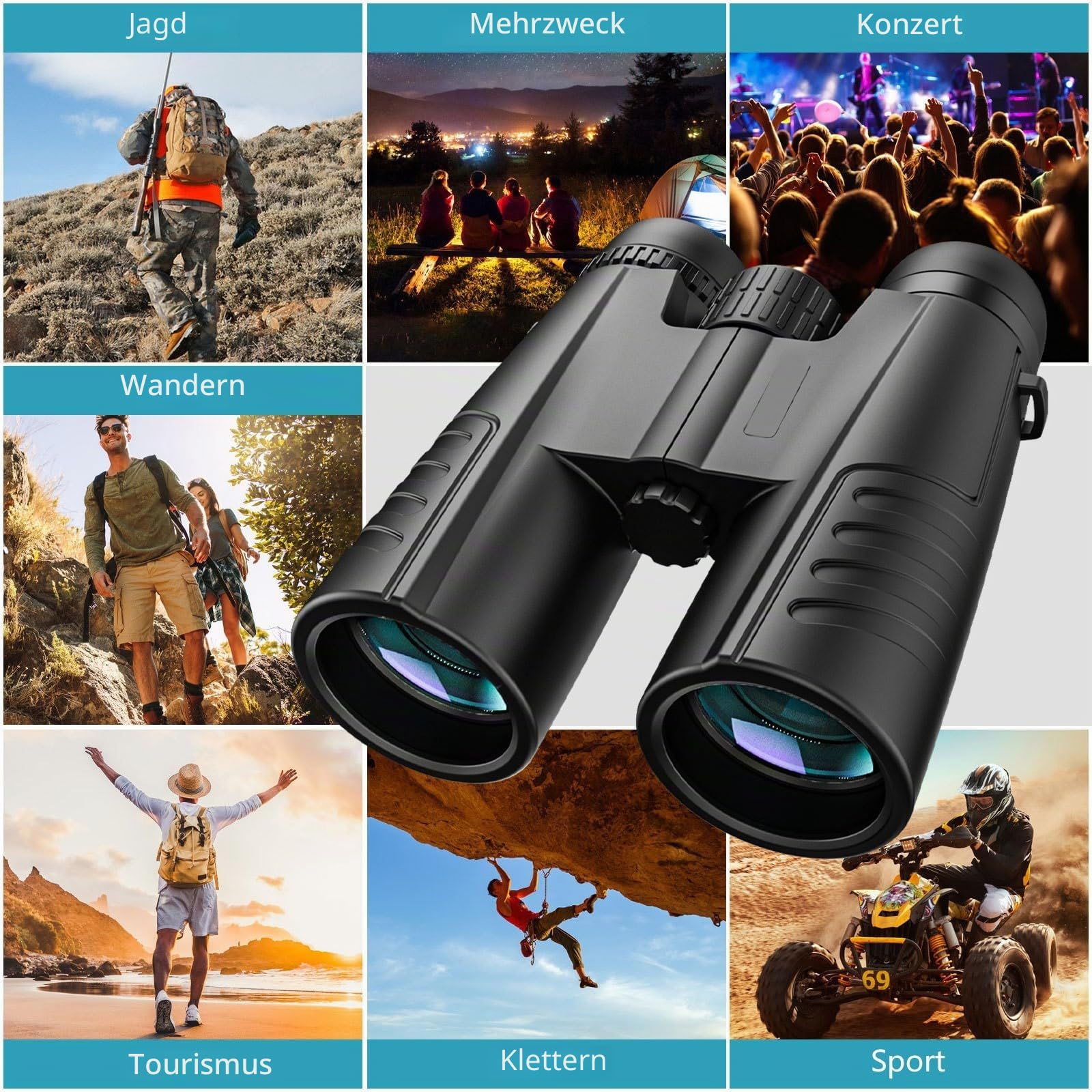 Fernglas 12x42, ferngläser für Erwachsene mit Heller und sauberer Sicht,BAK4 HD Prisma + FMC Objektiv, wasserdicht Binoculars für Vogelbeobachtung, ideal zum Wandern oder auf Reise