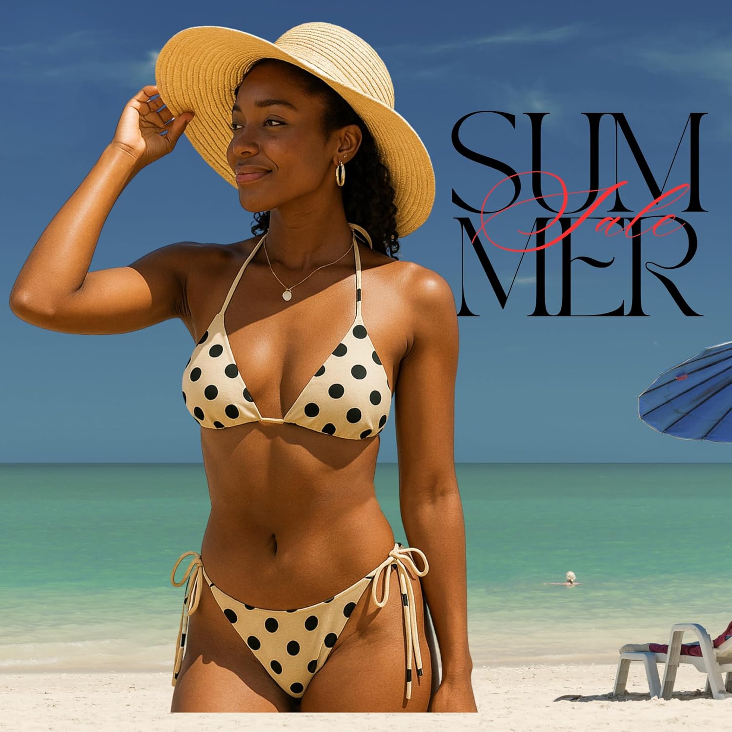 Star Polka Dot Bikini Set – String Swimsuit for Women – Halter String Triangle Beach Two-Piece Bathing Suit - Image 2