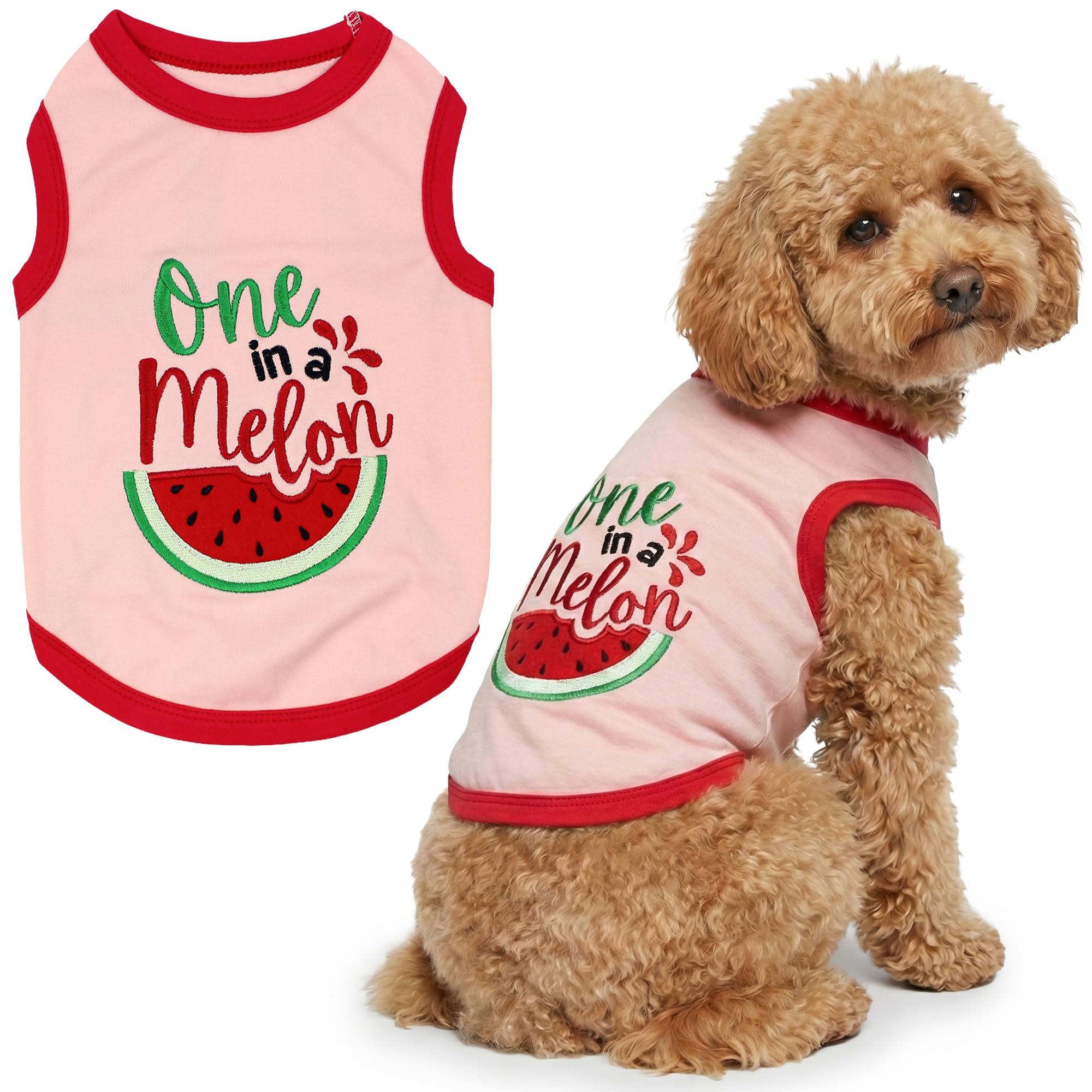 Parisian Pet Dog Shirt – 100% Cotton Shirts for Large Dogs – Pullover Sleeveless Puppy Vest – Breathable Cute Watermelon Pet Apparel – Pink Summer Dog Clothes - Stretchy T Shirts for Dogs