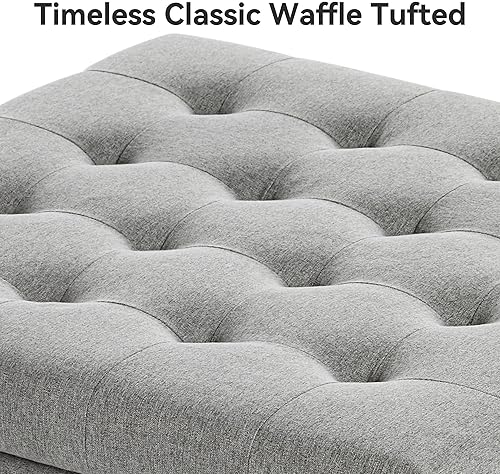 Vista 6 de BFD Mesa de centro otomana de almacenamiento cuadrada grande, otomana tapizada de gran tamaño con caja de almacenamiento para sala de estar