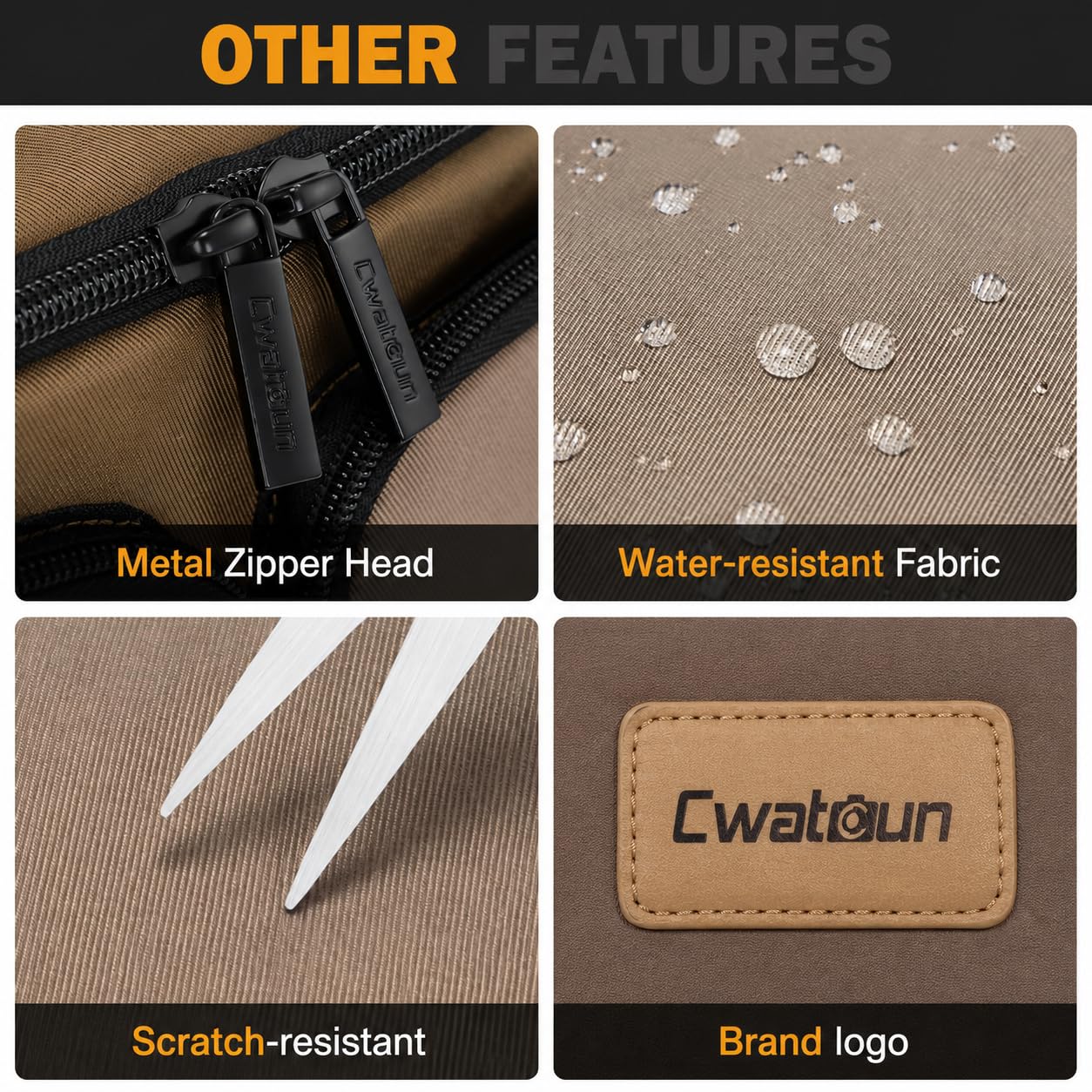 Cwatcun Borsa a tracolla per fotocamera compatta, piccola borsa a tracolla impermeabile con supporto per treppiede, borsa da viaggio per fotocamera DSLR/SLR/fotocamera mirrorless, marrone, M, Custodia