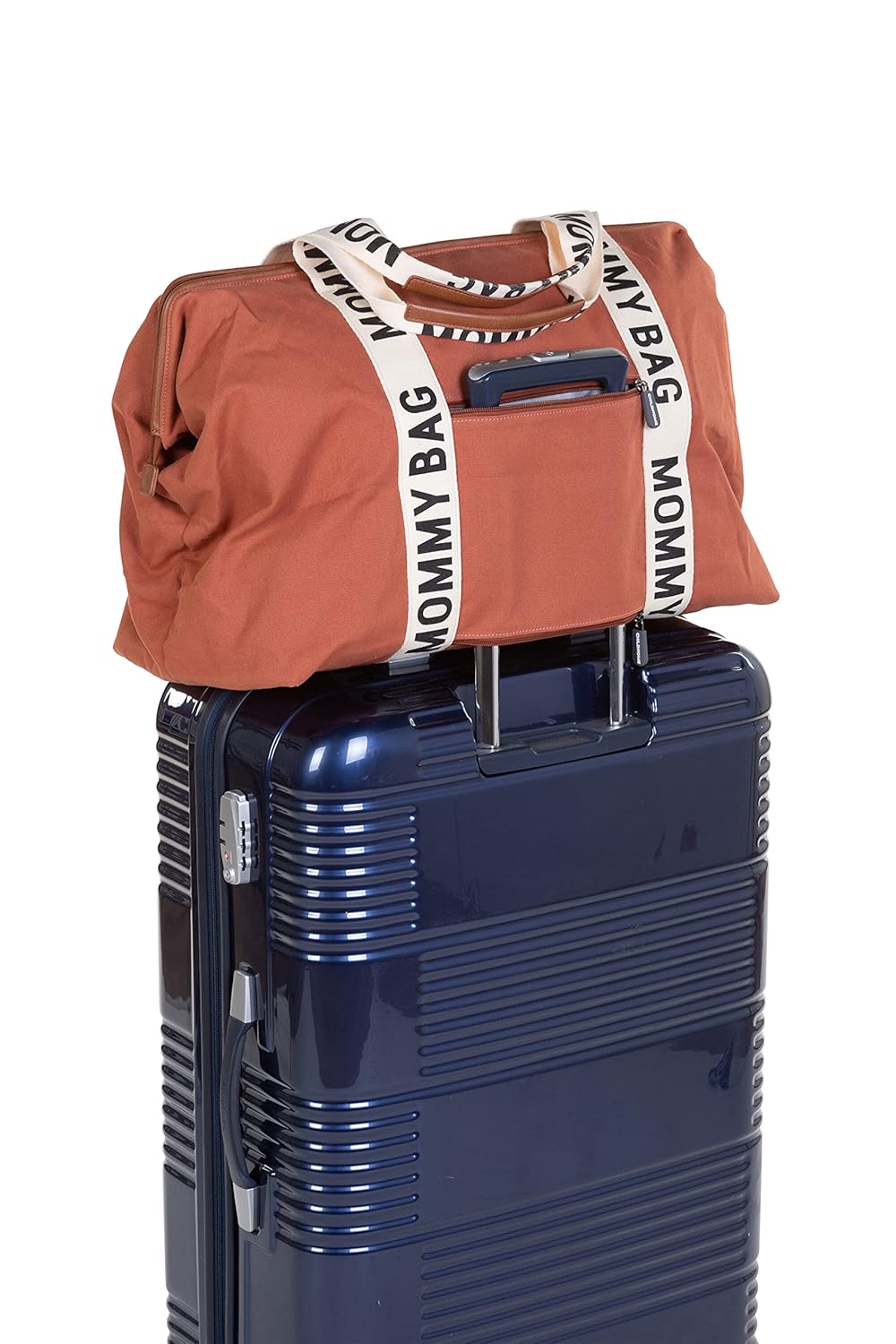 Childhome Signature Mommy Bag, Sporty Diaper Bag, Water Repellant Tote Bag, Large Diaper Bag, Baby Essentials Travel Bag, Hospital Bags for Labor and Delivery (Terracotta)