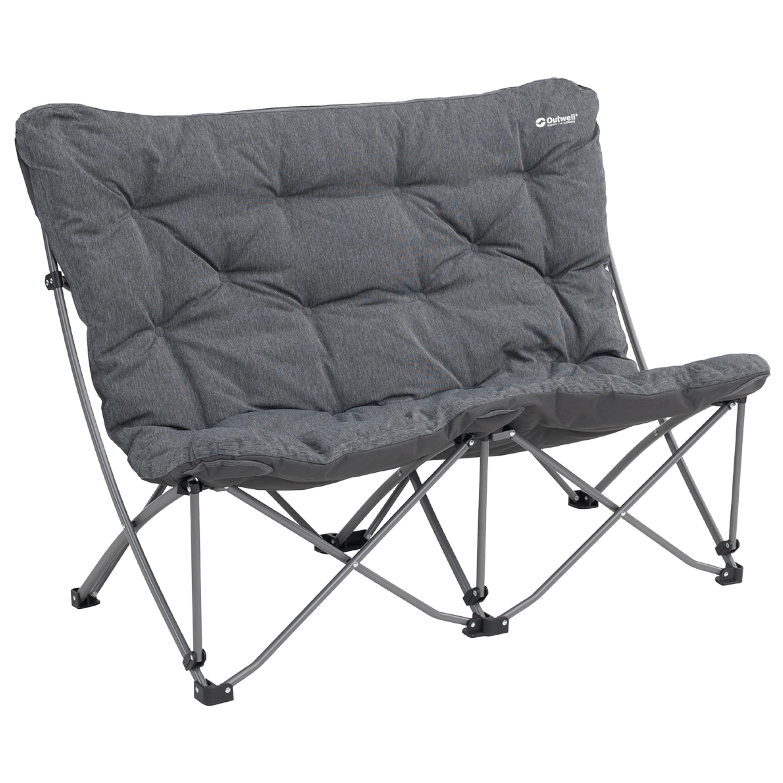 Outwell Fremont Lake Low Camping Chair – Padded Premium Folding Outdoor Lounge Chair with Steel Frame, Carry Bag & Storage Pocket - For Camping, Garden, Sports, Festivals (Sofa)