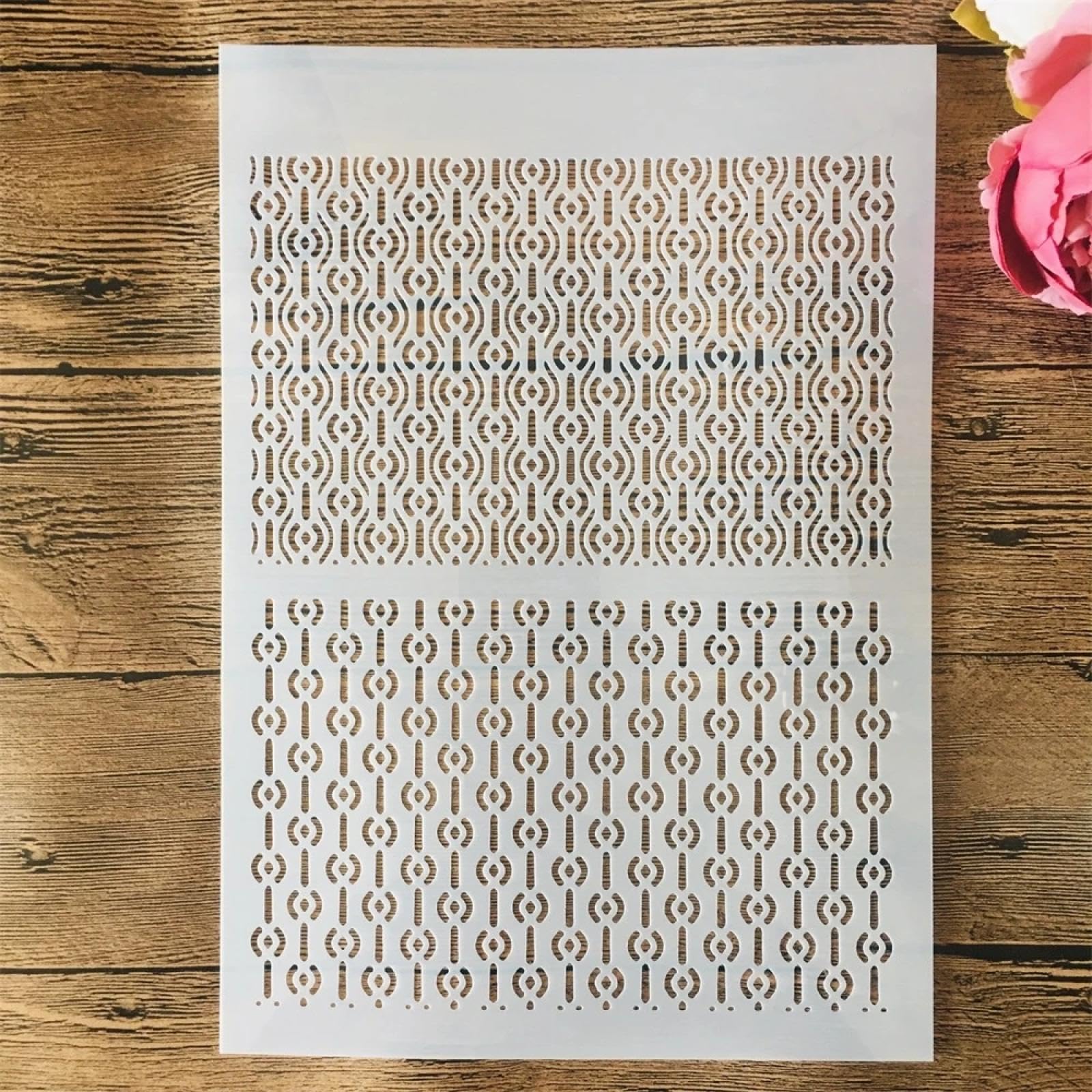 Lot de 8 pochoirs réutilisables pour peinture, format A4, 29 cm, géométrie demi-texture, modèles de dessin pour peinture sur bois, mur, porte, toile, décoration d'intérieur