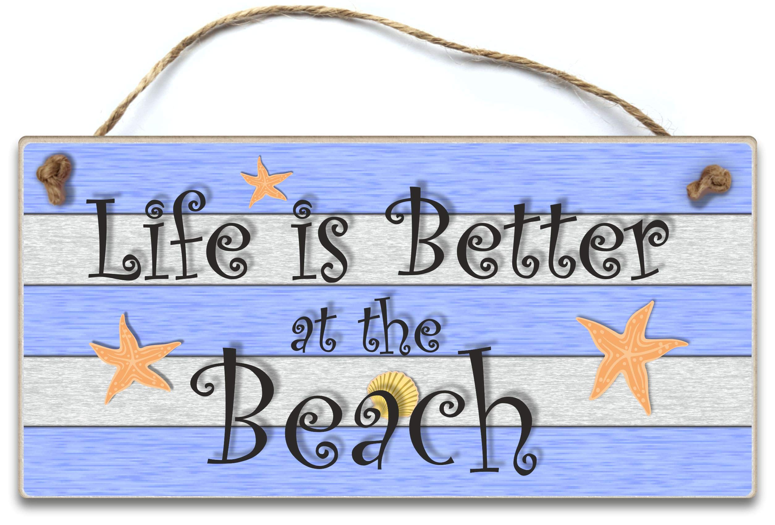 Hmhome Wooden Seaside Plaque Life Is Better At The Beach Bathroom Wall Hanging Accessories