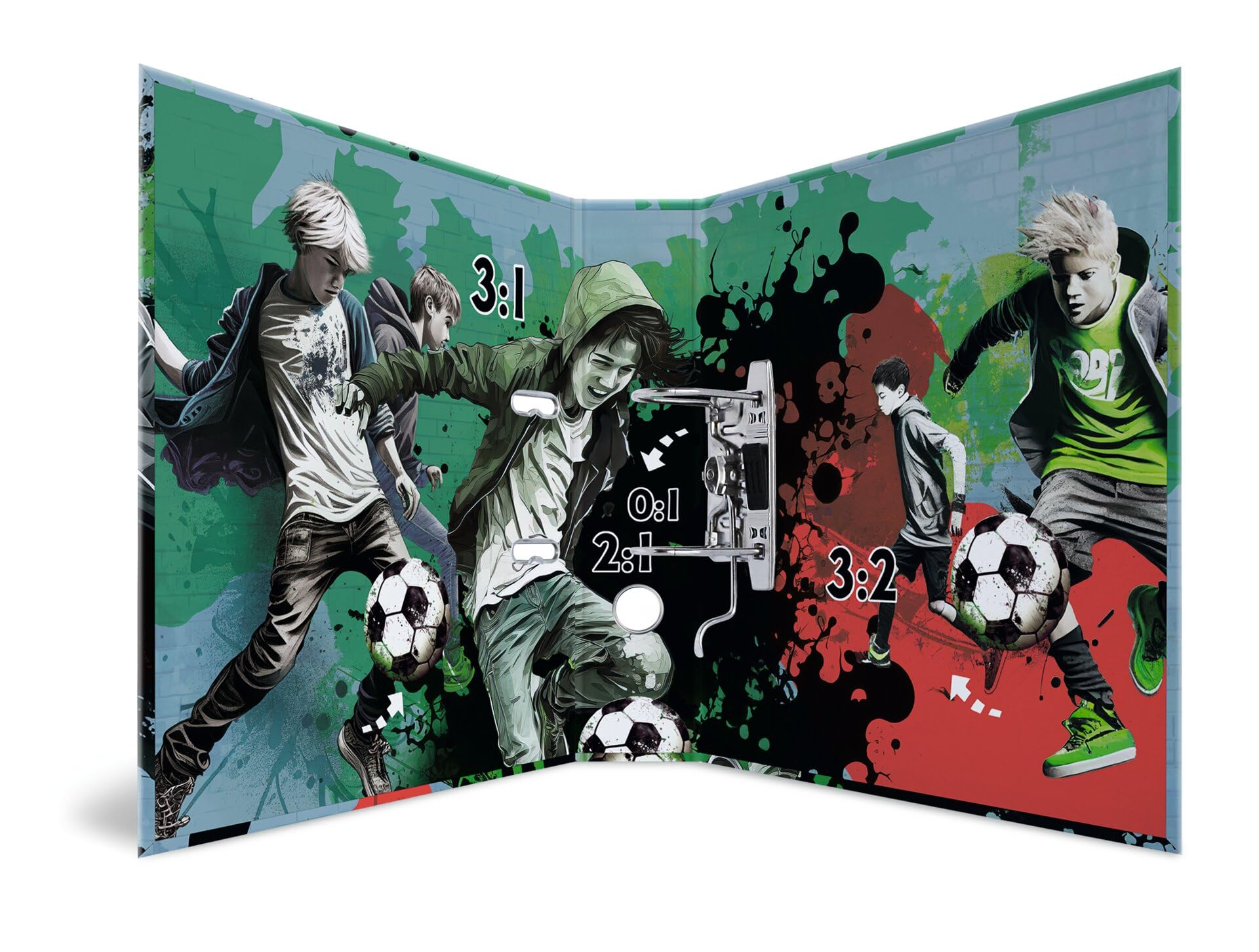 HERMA Ordner A4 Fussball Set, 5 Stück, 7 cm breit, Kinder Ringordner mit Sport Motiv, bunter Aktenordner mit Innendruck für Jungen und Mädchen