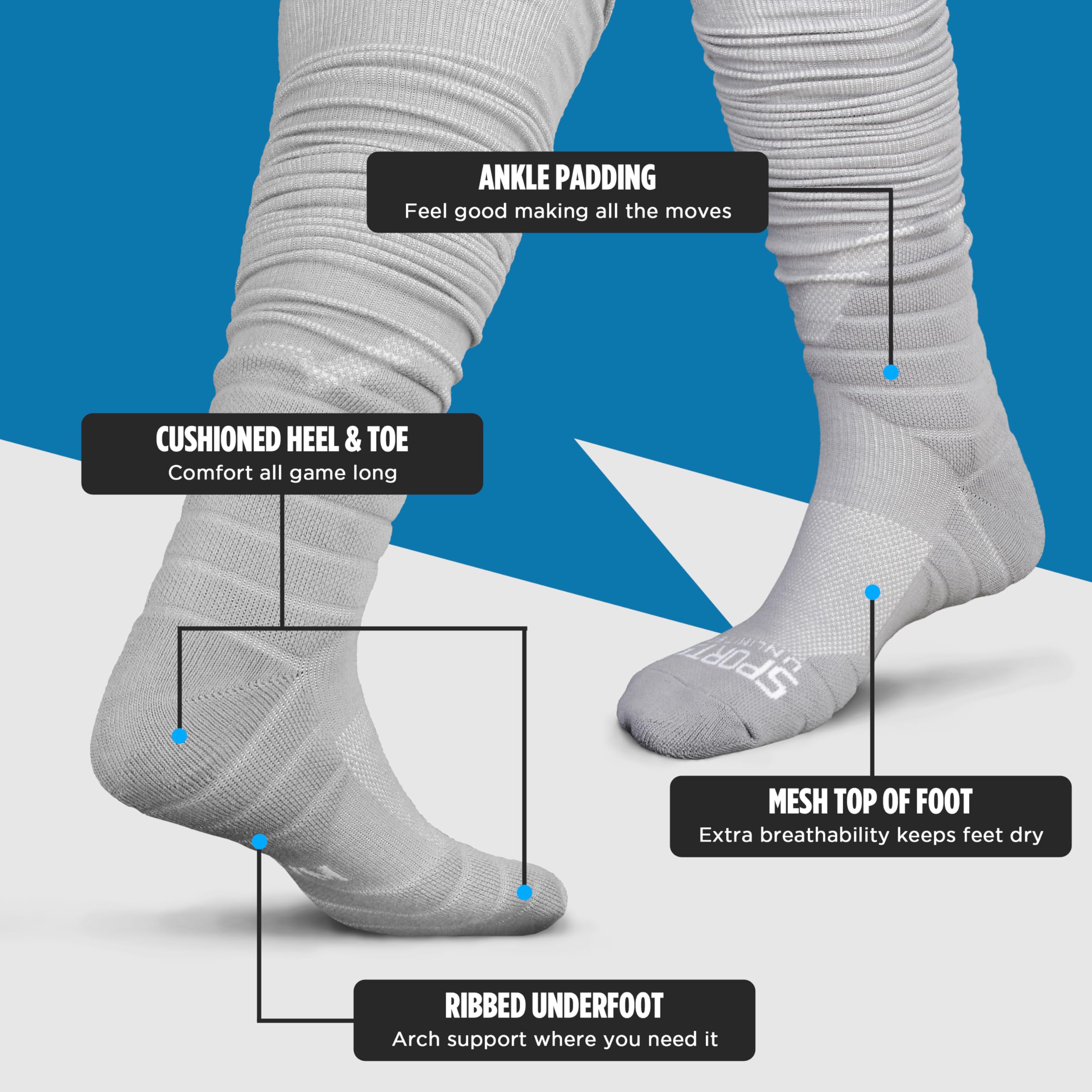 Sports Unlimited Gameday Drip Scrunch - Calcetines de fútbol, para hombres y jóvenes, se venden como un par