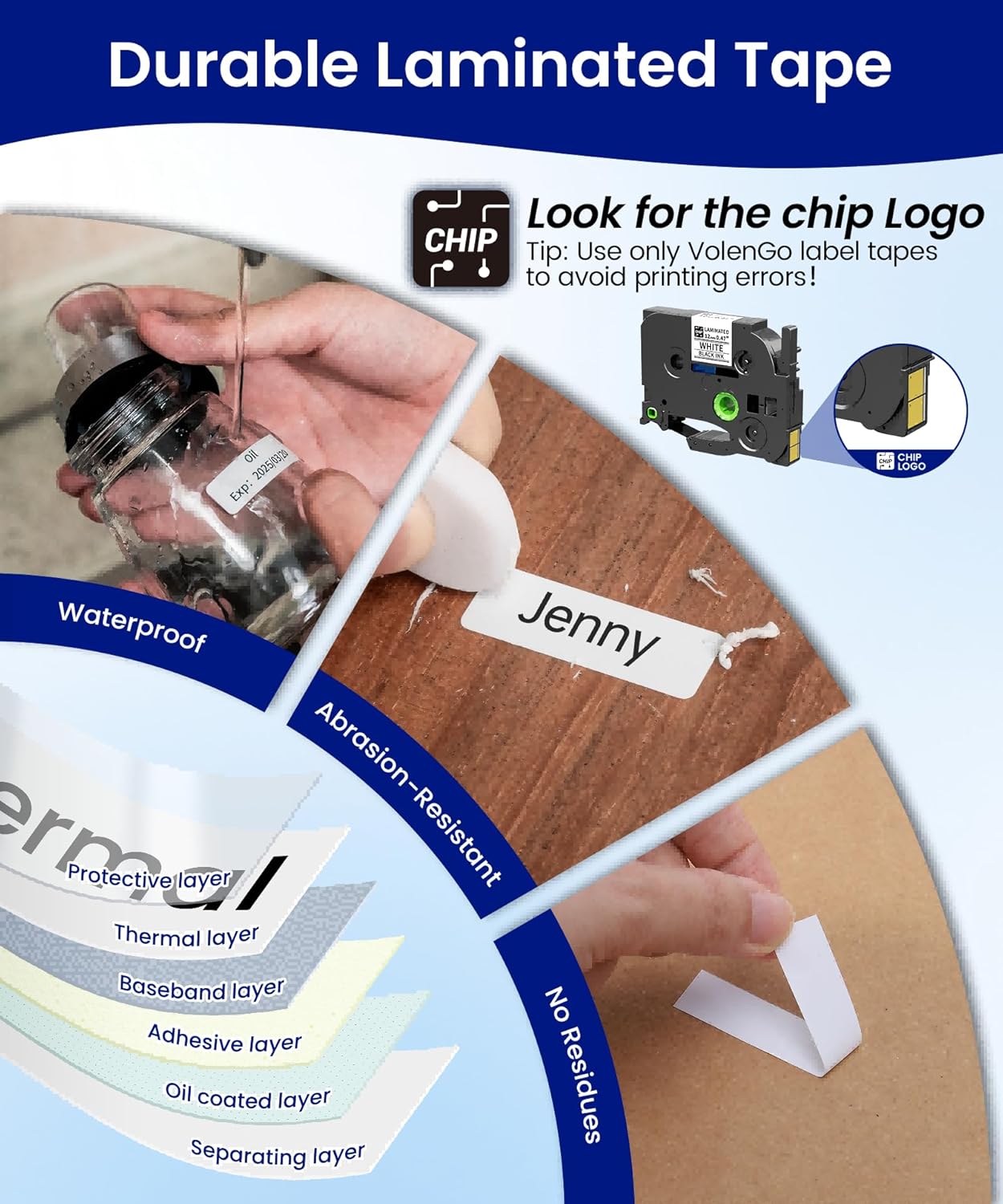 Label Maker, Labeler Machine with 4 Tapes, 12mm 0.47 Laminated White, D210s Desktop Label Printer for File Folder Labels/Daycare Name Tags, School Office Teacher Supplies