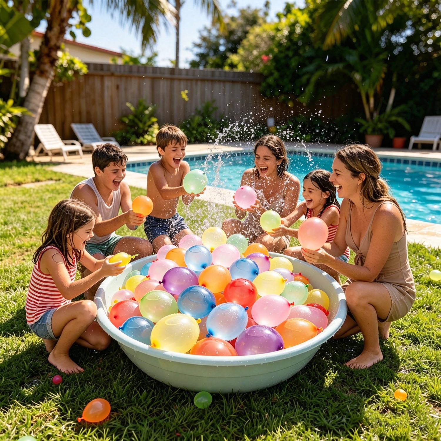 999 Stück Wasserbomben Selbstschließend,Wasserbomben Wiederverwendbar Bunte mit 4 Wasserhahn Anschluss,60 Schnellfüller,Ohne Manuelles Verknoten,Wasserballons für Strände,Poolparty