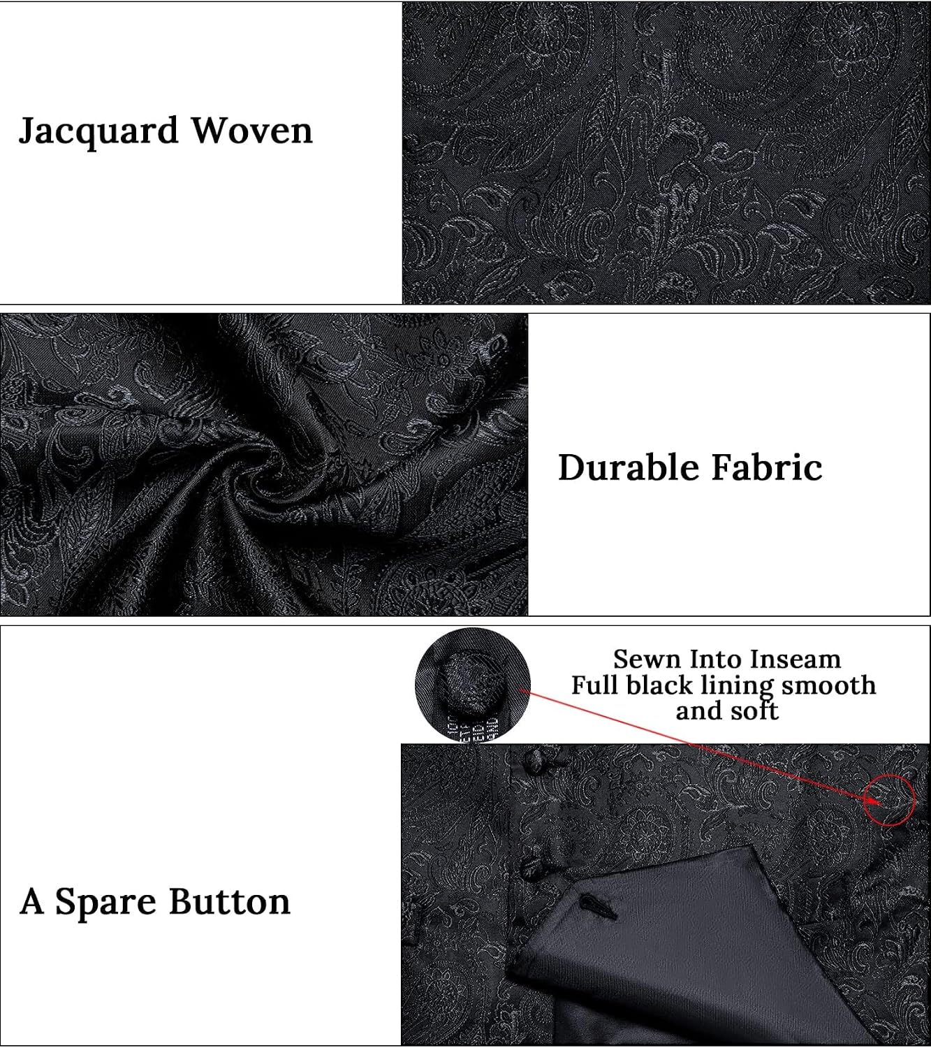 DiBanGu Mens Paisley Vest Tie Set with Lapel Pin Tie Clip 7PCS Silk V-Neck Suit Waistcoat and Necktie for Tuxedo Wedding