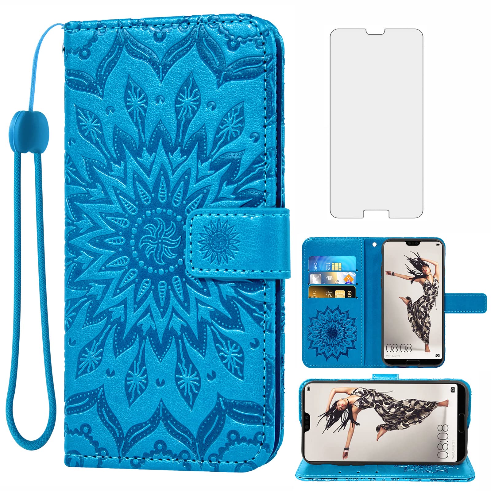 Asuwish Phone Case For Huawei P20 Pro Wallet Cases Tempered