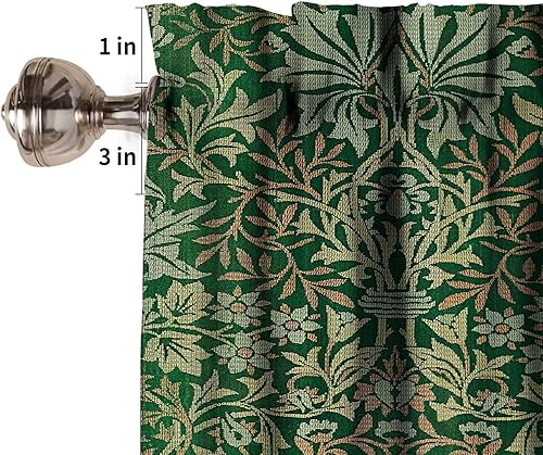 Miniatura 6 de Cortinas bohemias con cenefa con diseño de William Morris con estampado floral rojo abstracto para ventana, dormitorio, sala de estar, cocina,