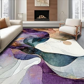Ultra Soft Area Rug 3x5, Nocturnal Flight Witchy Home Decor Dark Moth Accent, Non Slip, Stain Resistant, Washable Area Rugs for Living Room, Bedroom (Purple, 3x5, Pad)