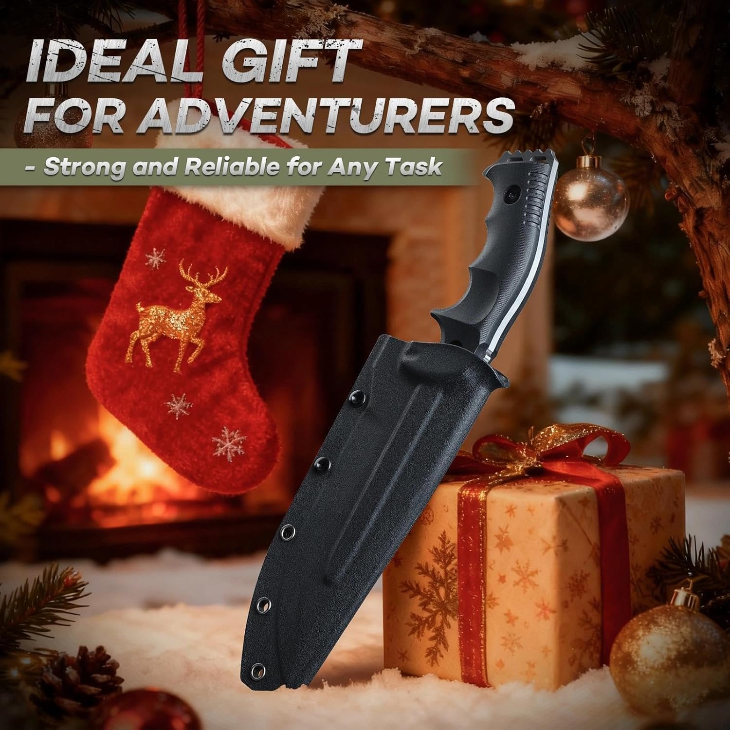 Freelander Outdoor Fixed Blade Knife with Kydex Sheath, Bushcraft Knife Full Tang D2 Steel with Ergonomic Handle, Camping Survival Knives for Men - Image 7