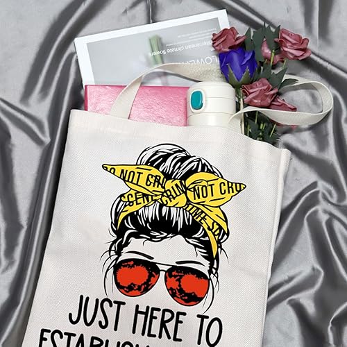 Miniatura 3 de GJTIM Regalo de adicto al crimen verdadero, justo aquí para establecer y coartada, bolsa de maquillaje para fanáticos del programa de crimen, Bolso